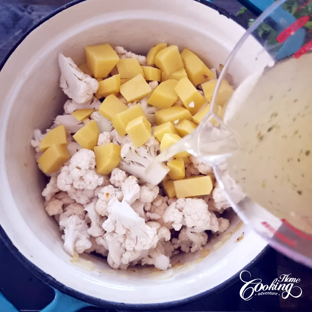 Cauliflower Cream Soup - add stock