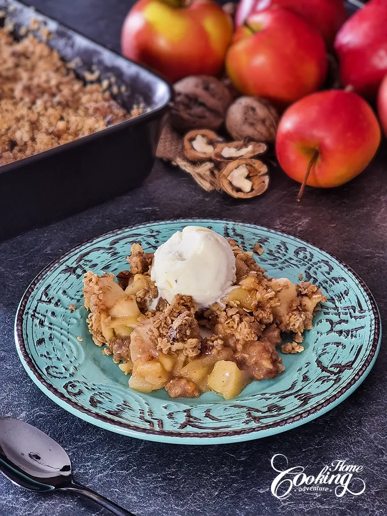 The Best Apple Crumble with ice cream topping