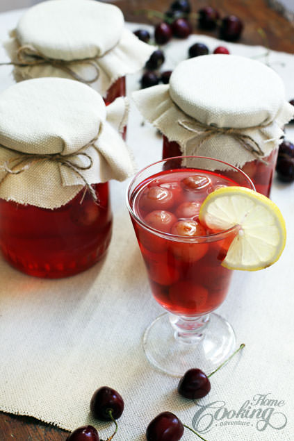 canned sweet cherries glass