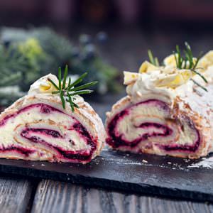 Cranberry White Chocolate Meringue Roll