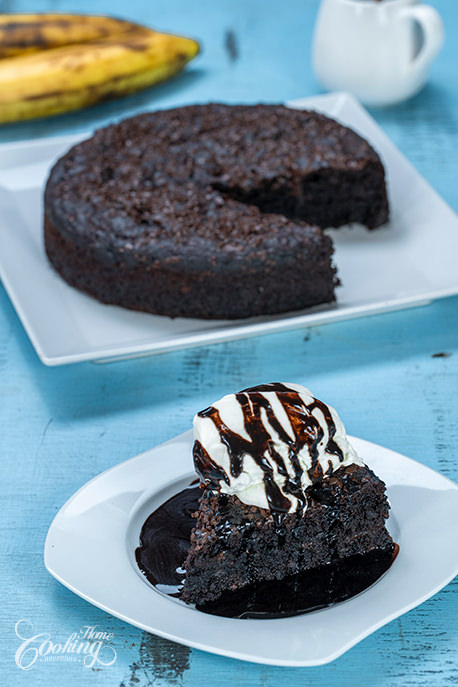 Eggless Chocolate Banana Cake Slice