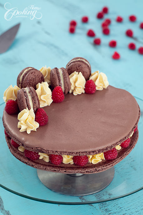 Macaron Cake with Raspberries