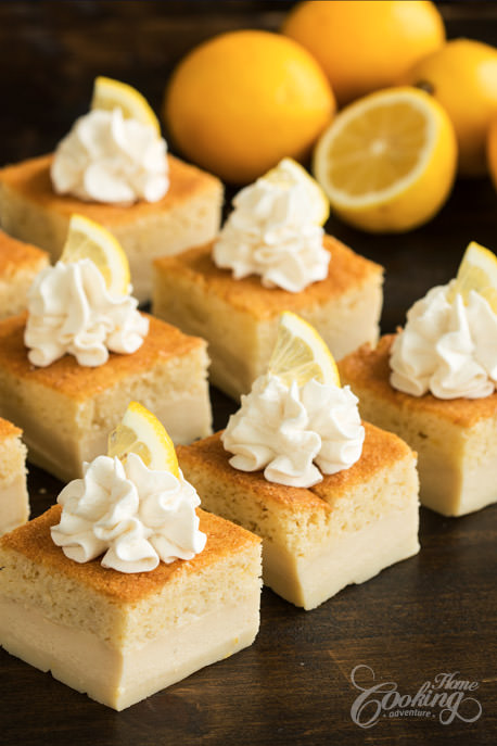 Magic Custard Cake with Whipped Cream