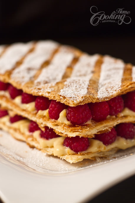 Raspberry Mille Feuille (Napoleon) closeup