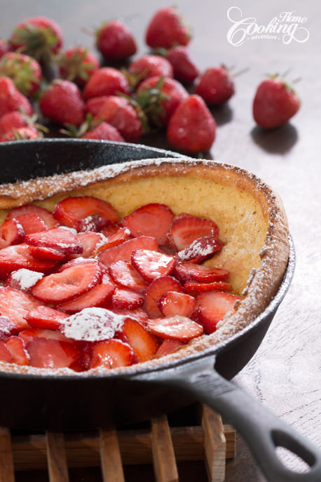 Strawberry Dutch Baby Pancake closeup