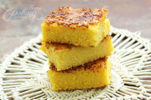 little tower made made out of corn bread