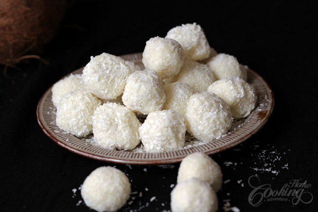 White chocolate and coconut truffles