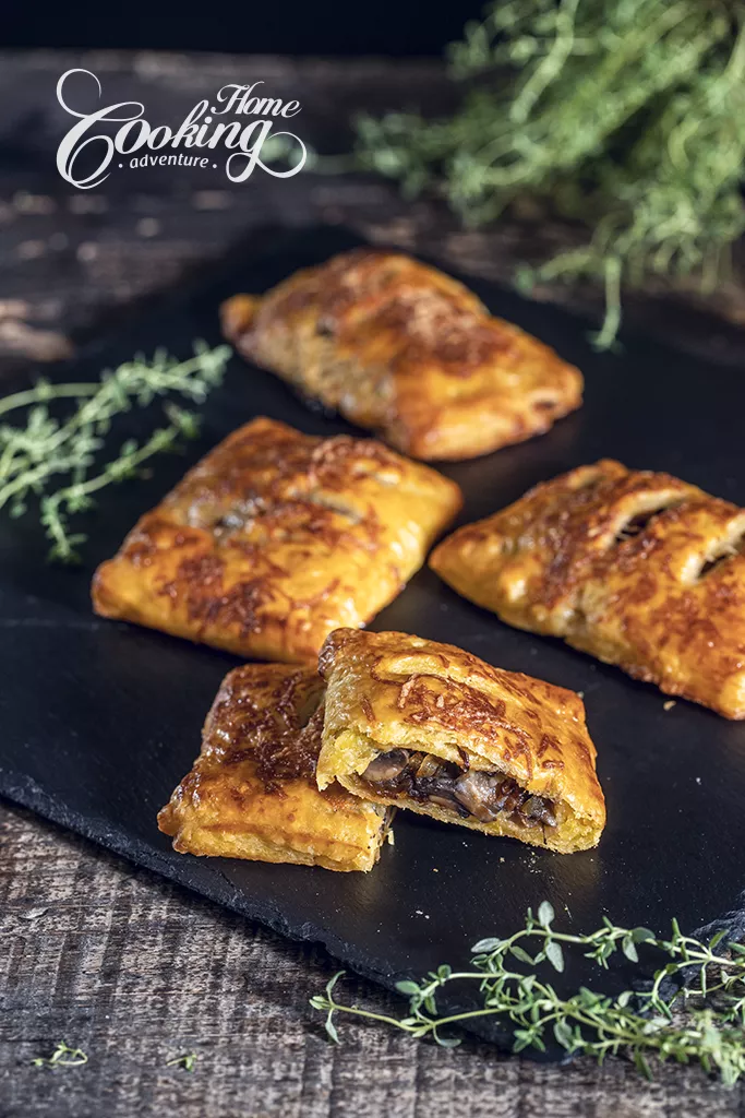 Caramelized Onion and Mushroom Puff Pastry Hand Pies slice