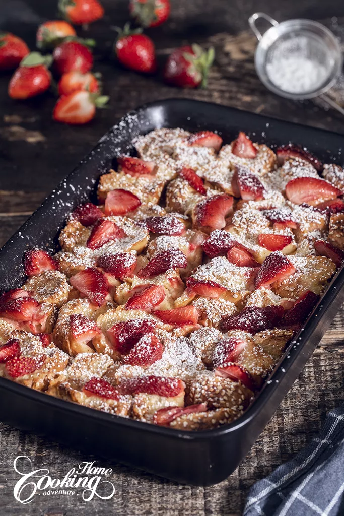 summer strawberry bread pudding