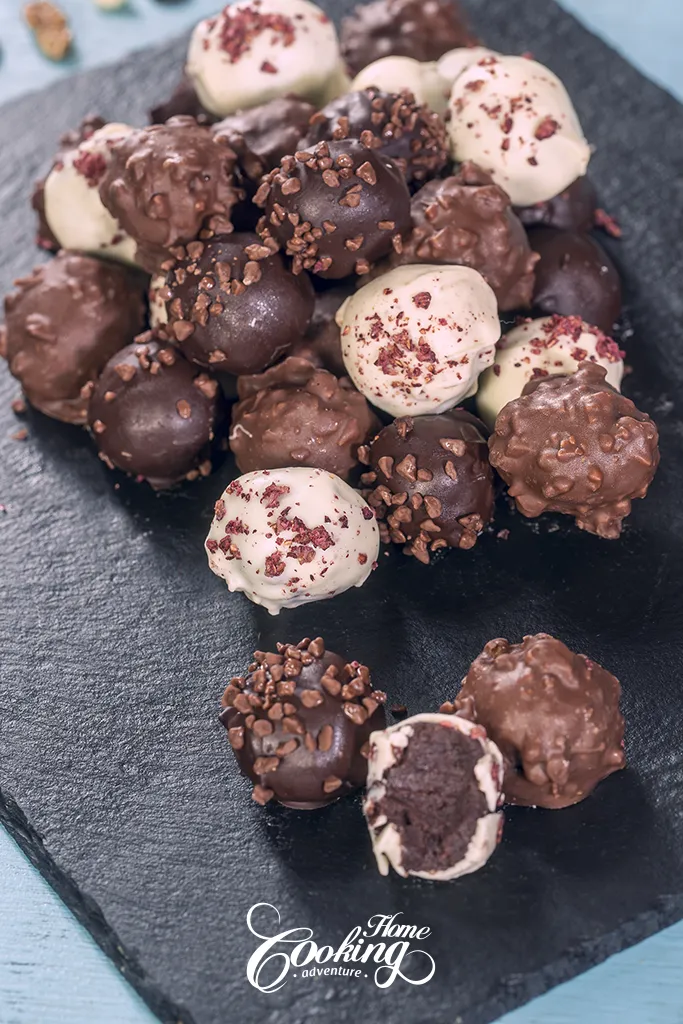 three types of chocolate cake balls