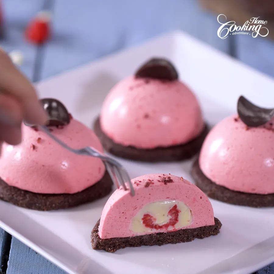 Chocolate Raspberry Mousse Domes - step35