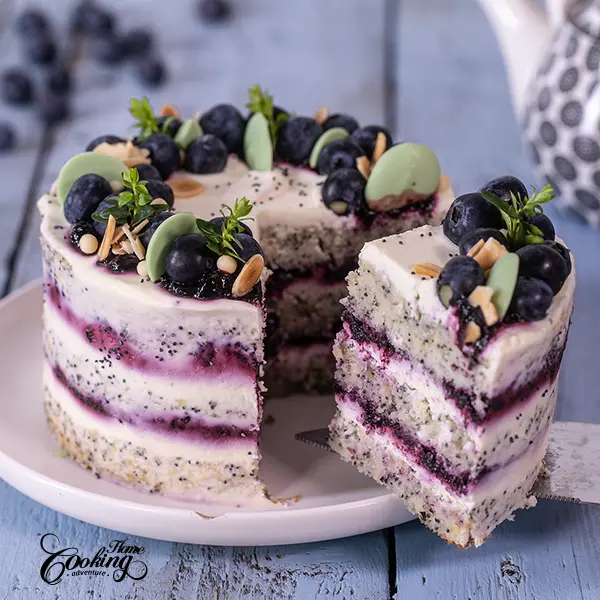 poppy seed blueberry cake section