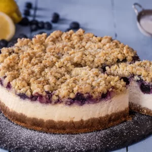 Blueberry Cheesecake with crisp topping