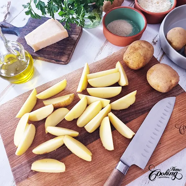 Cut potatoes into wedges