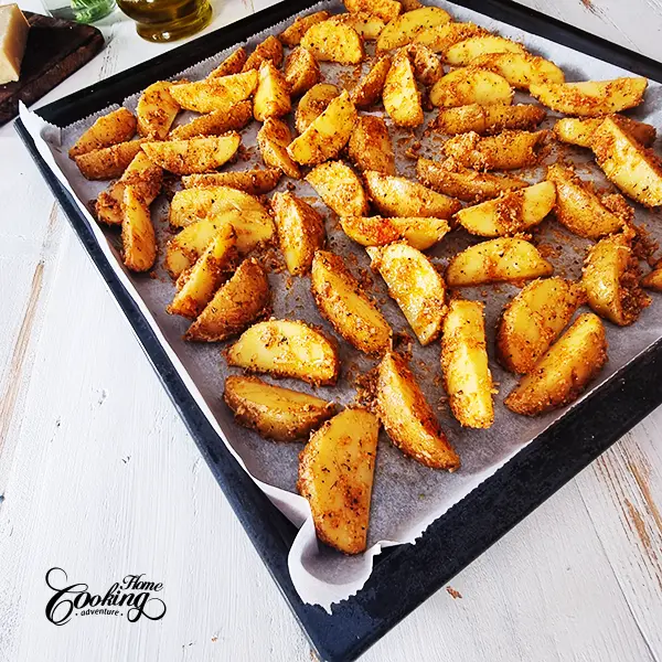arrange potatoes into a single layer on the baking sheet