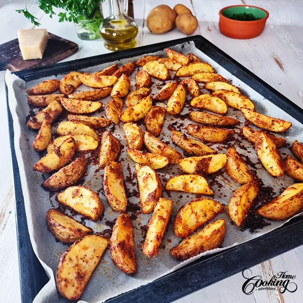 perfect roasted potatoes out of the oven