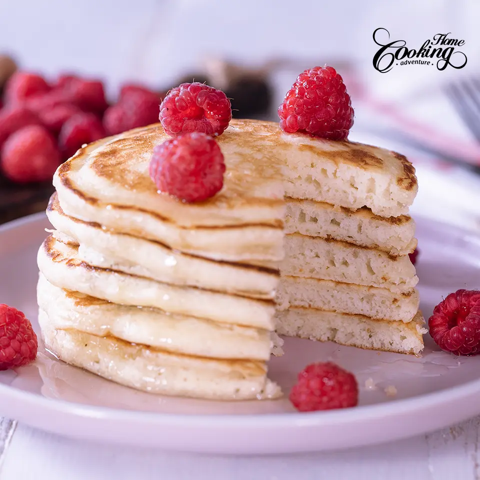 Buttermilk Pancakes - stack of pancakes cut