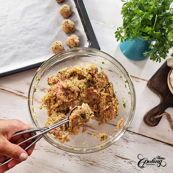 use an ice cream scoop to shape the meatballs