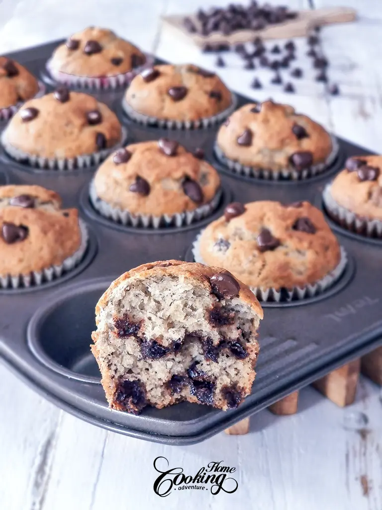 Banana Chocolate Chip Muffins - section