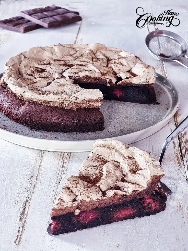 Flourless Chocolate Meringue Cake - beautiful slice