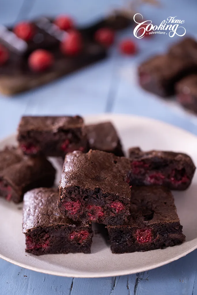 Raspberry Chocolate Brownies - close-up