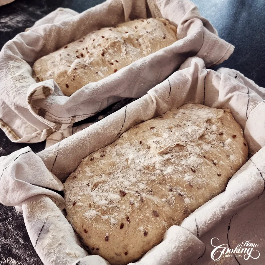 Add the bread into floured pans or basket or banneton.