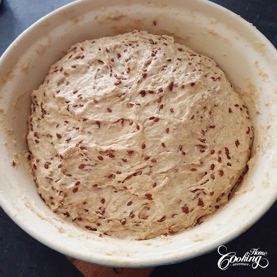 Mixing the dough with salt and kneading it for 5-8 minutes.