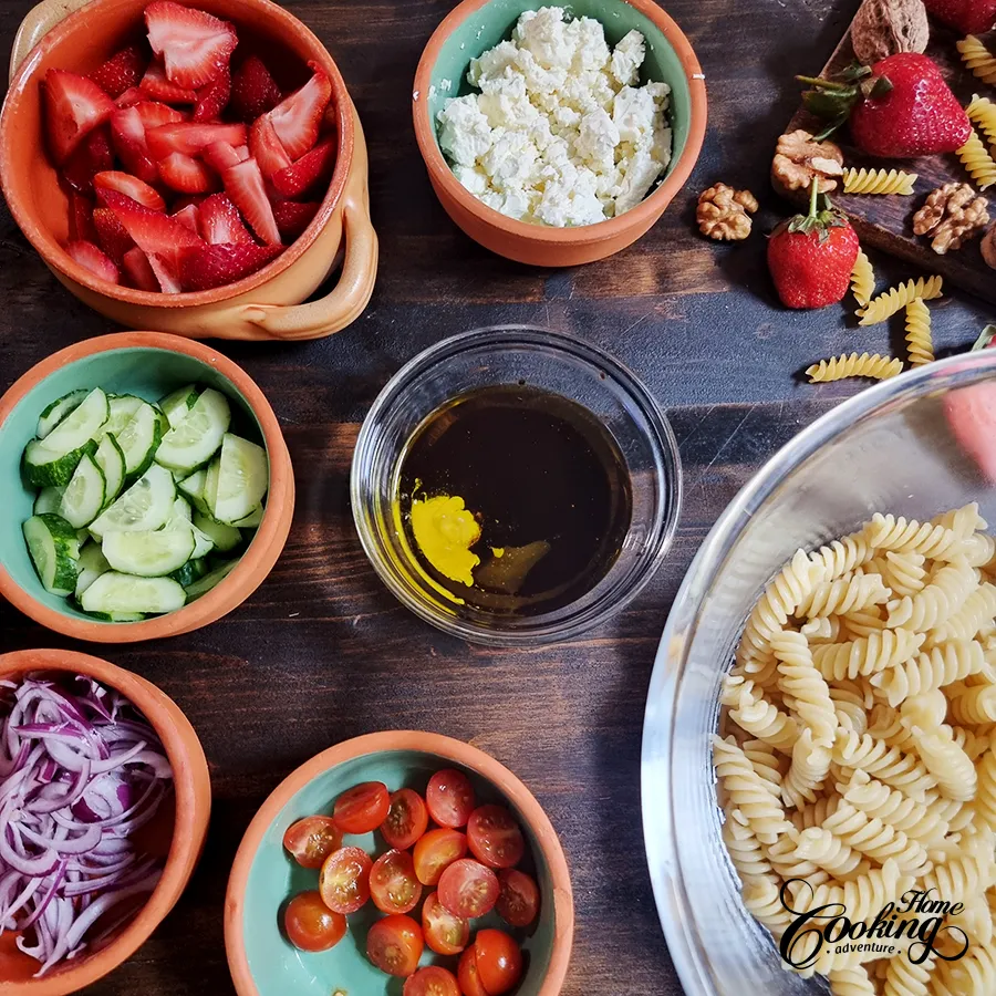 Prepare the dressing and the rest of salad ingredients