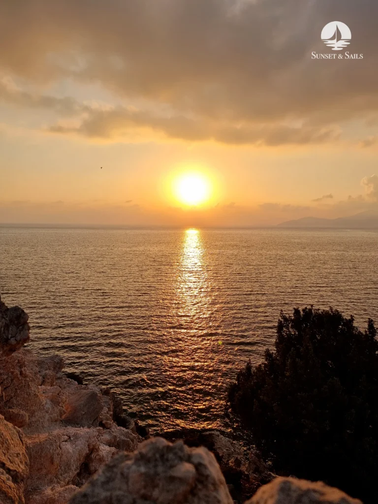 Sailing Dodecanese Plati Beach - sunset