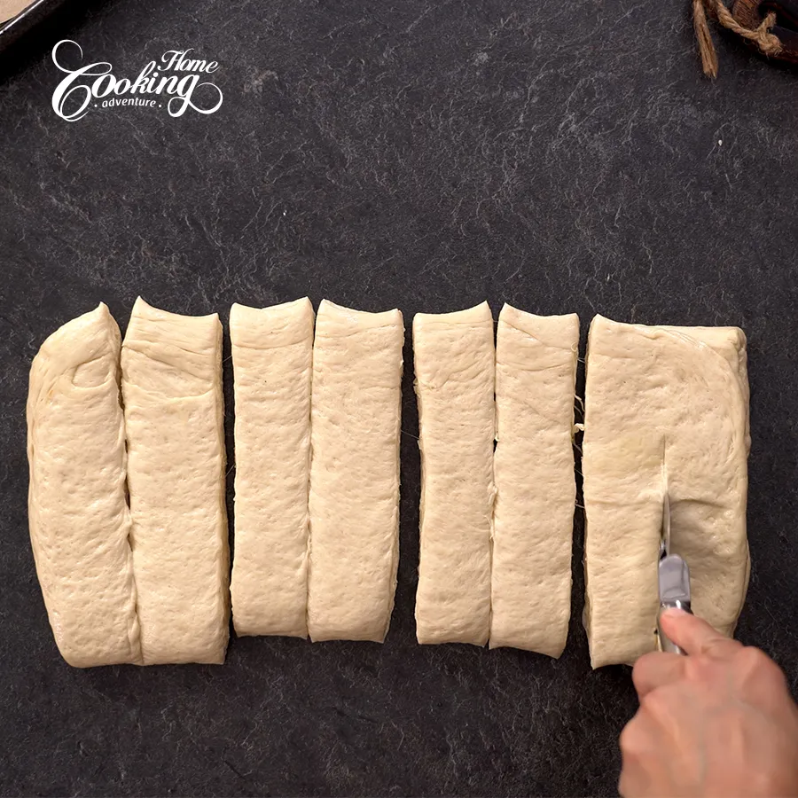 divide the dough into 8 equal pieces