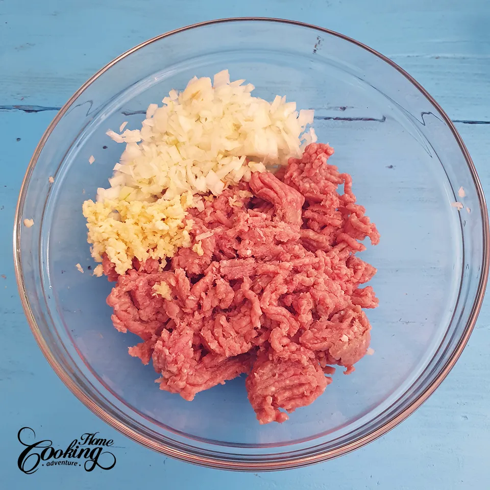 chicken patties - preparing the ground meat mixture