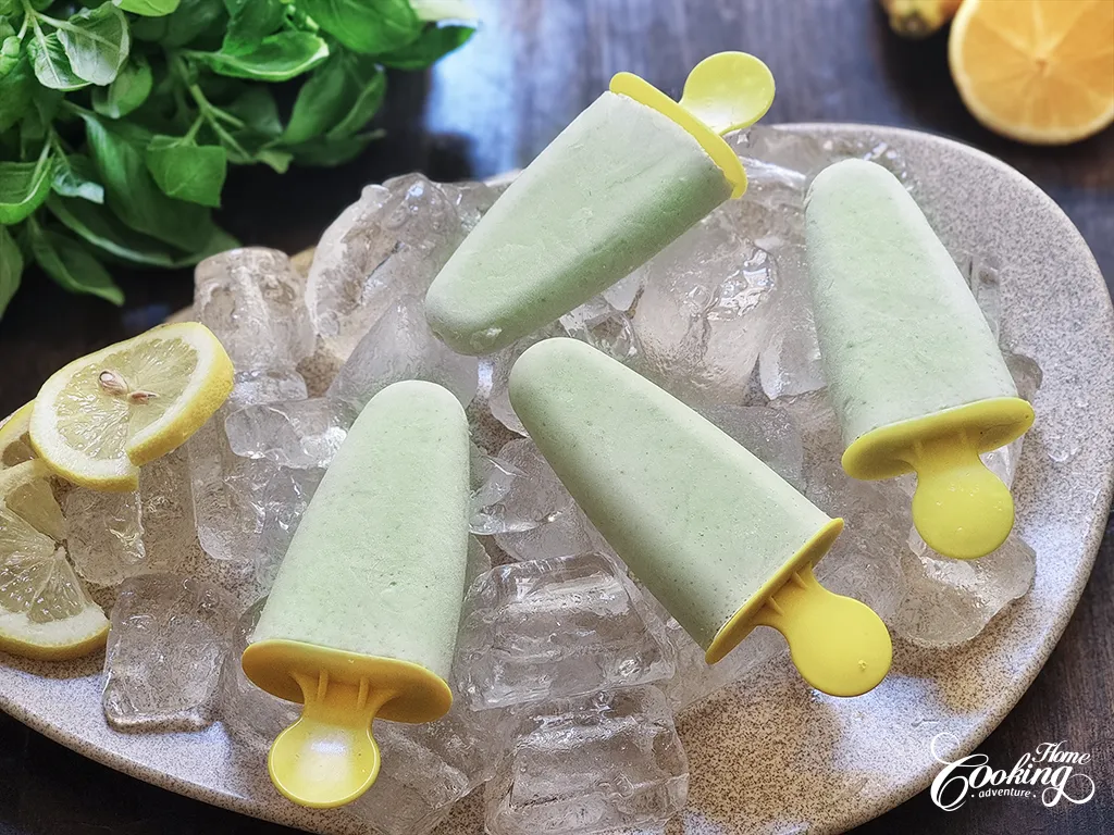 Lemon Basil Yogurt Popsicles