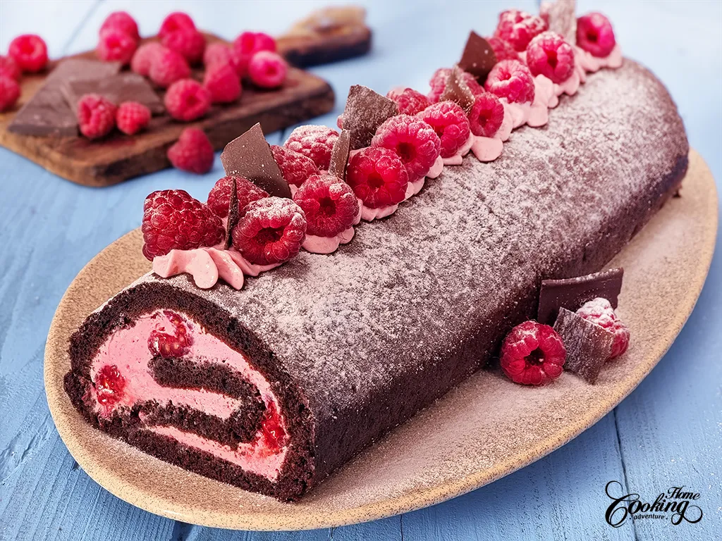 Chocolate Raspberry Cake Roll