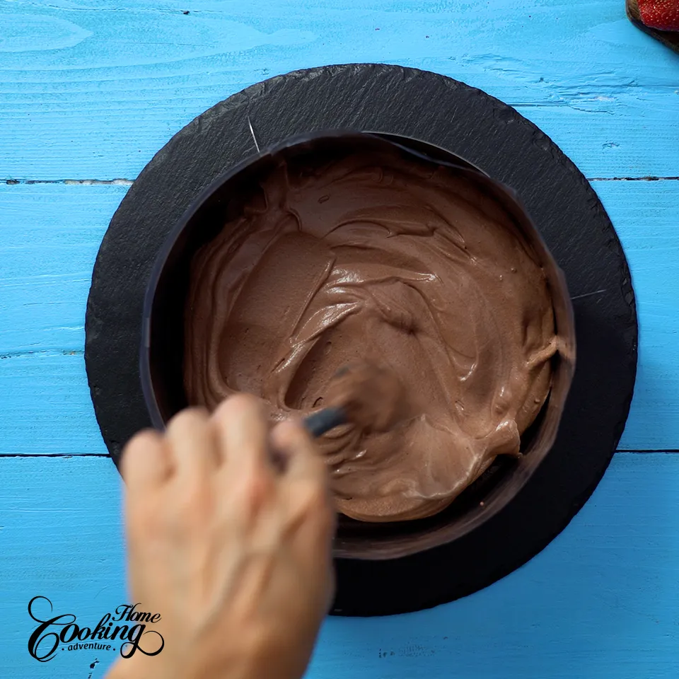 Neapolitan Ice Cream Cake- preparing chocolate ice cream