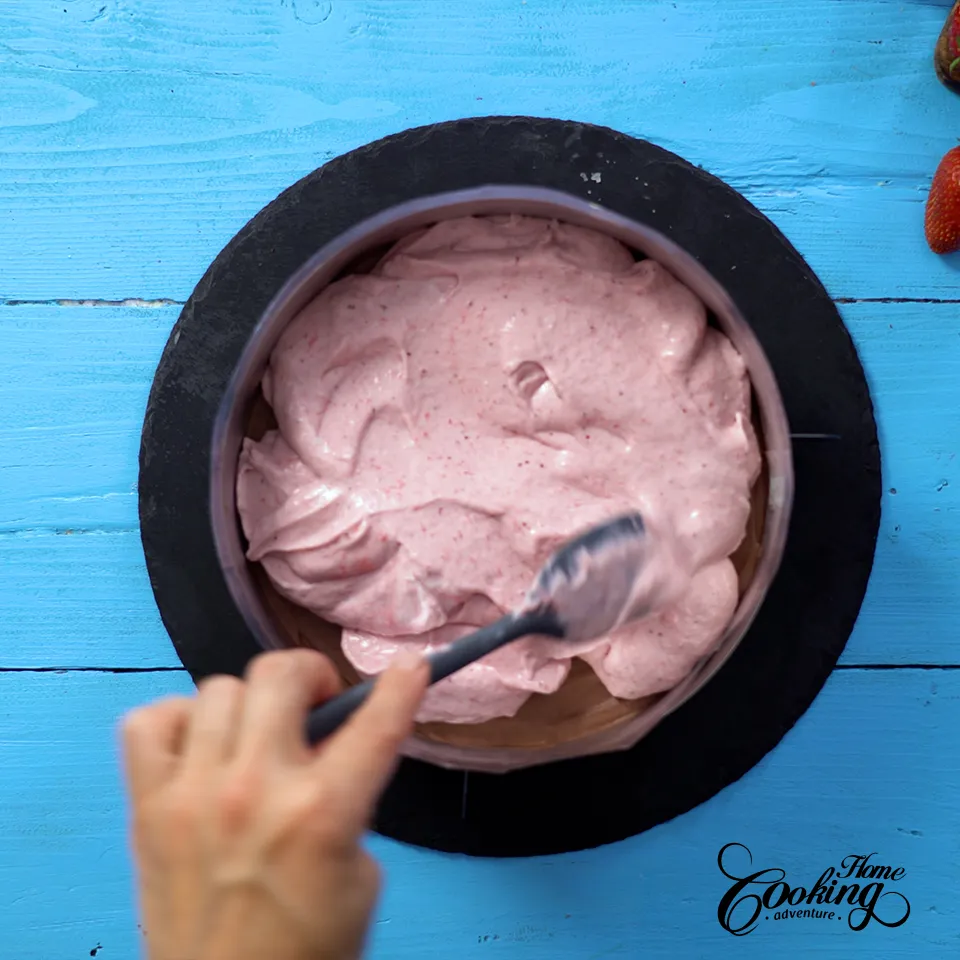 Neapolitan Ice Cream Cake- preparing strawberry ice cream