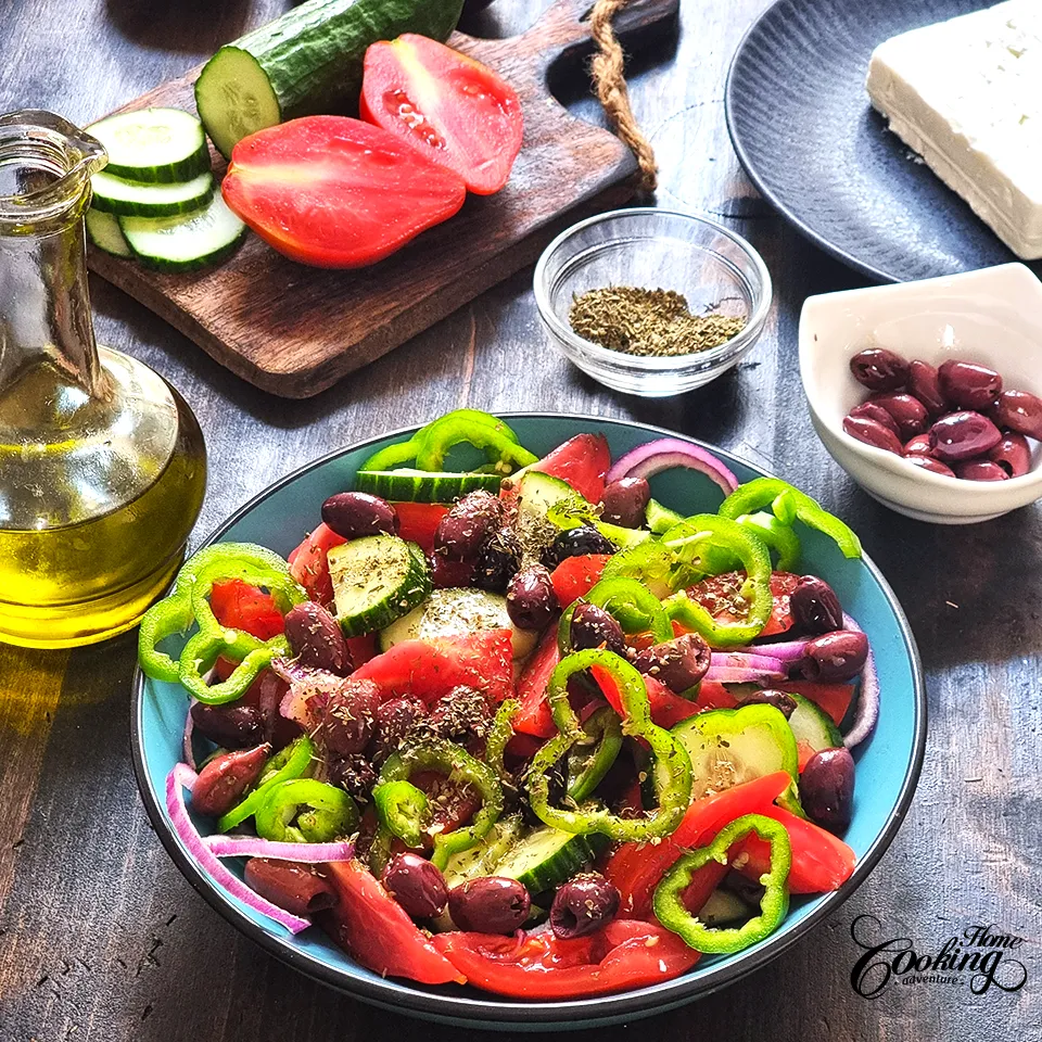 Greek Salad - drizzle with olive oil and oregano