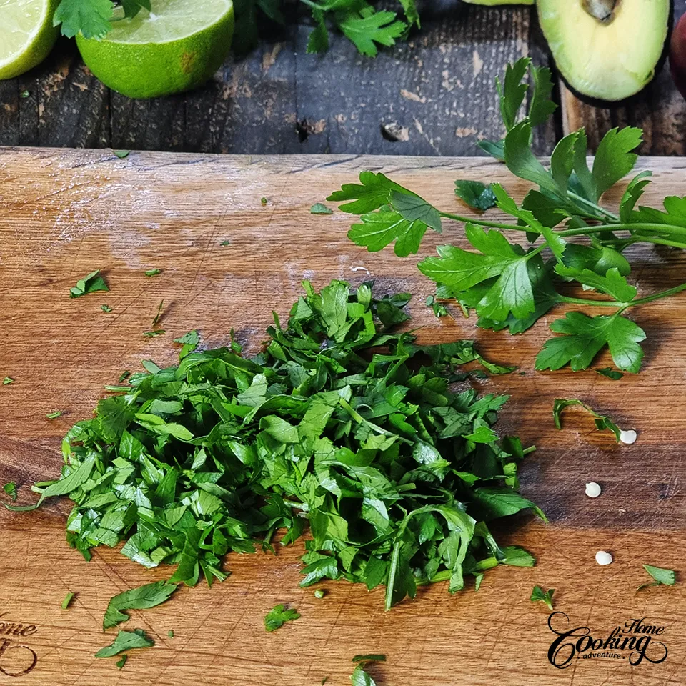 chop the parsley/cilantro
