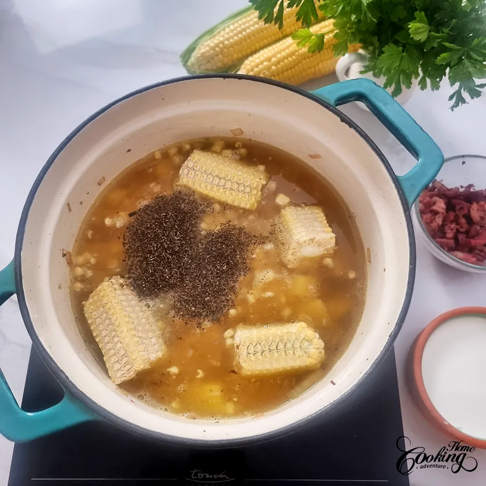 potato corn chowder - add the corn cobs