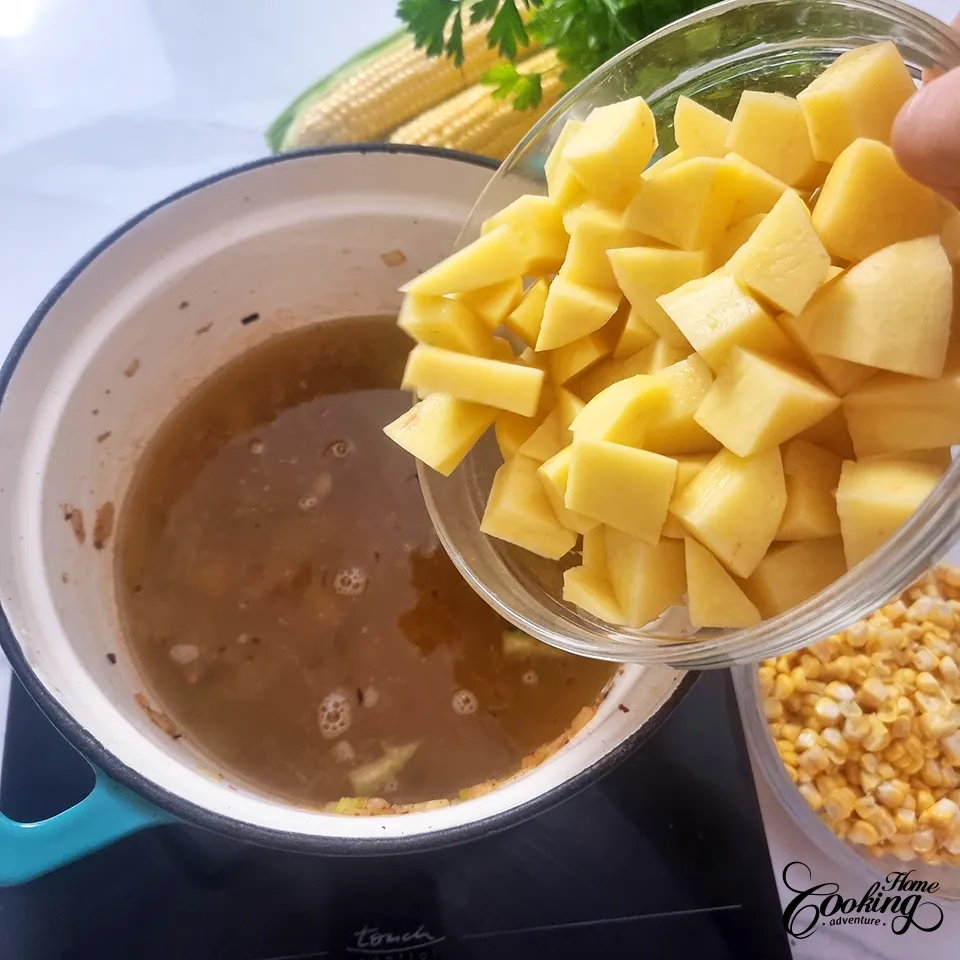 potato corn chowder - add potatoes