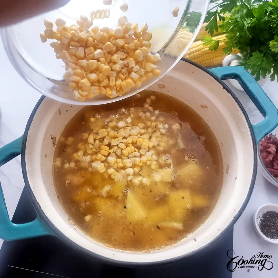 potato corn chowder - add the corn