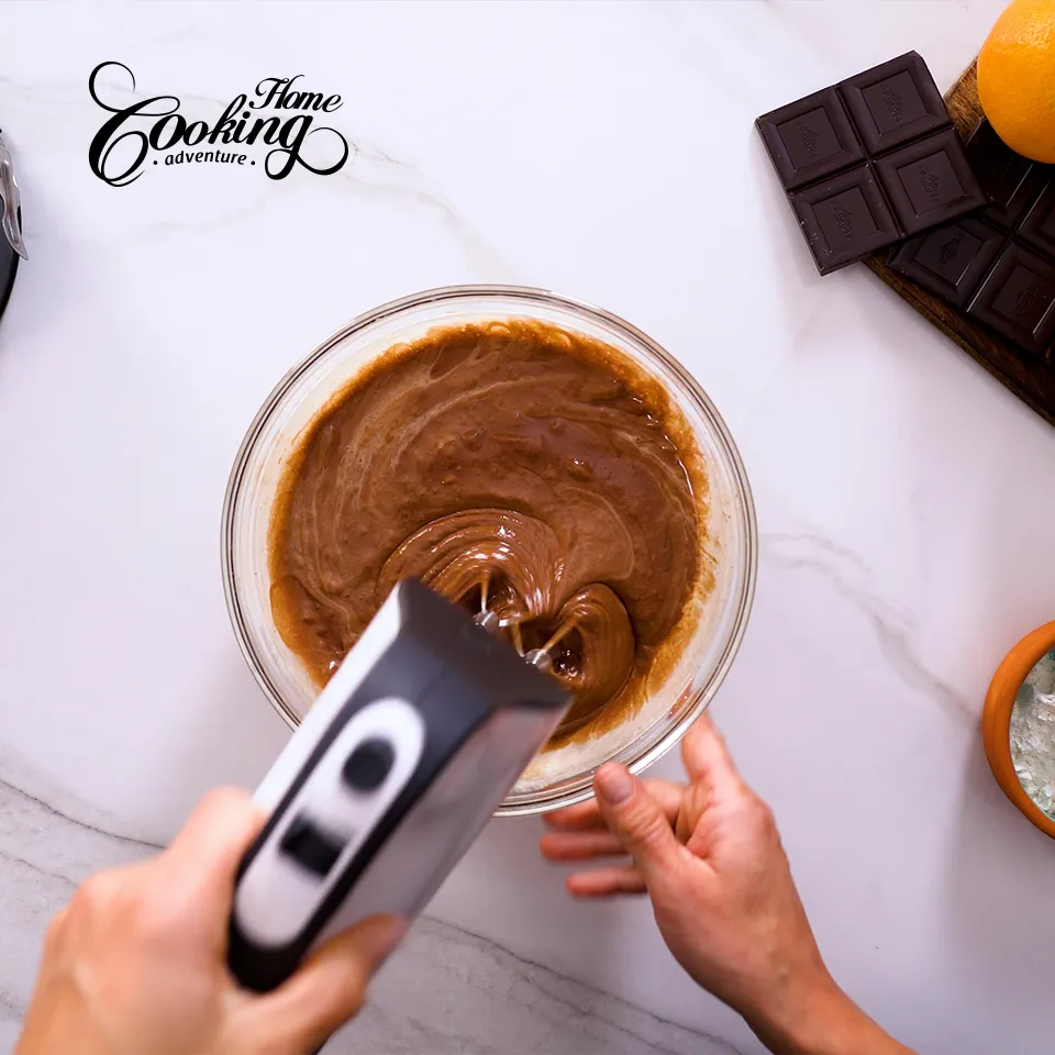 Chocolate Cranberry Cake- mix melted chocolate in