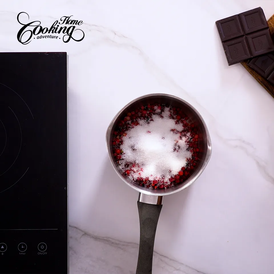 Chocolate Cranberry Cake - cranberry sauce