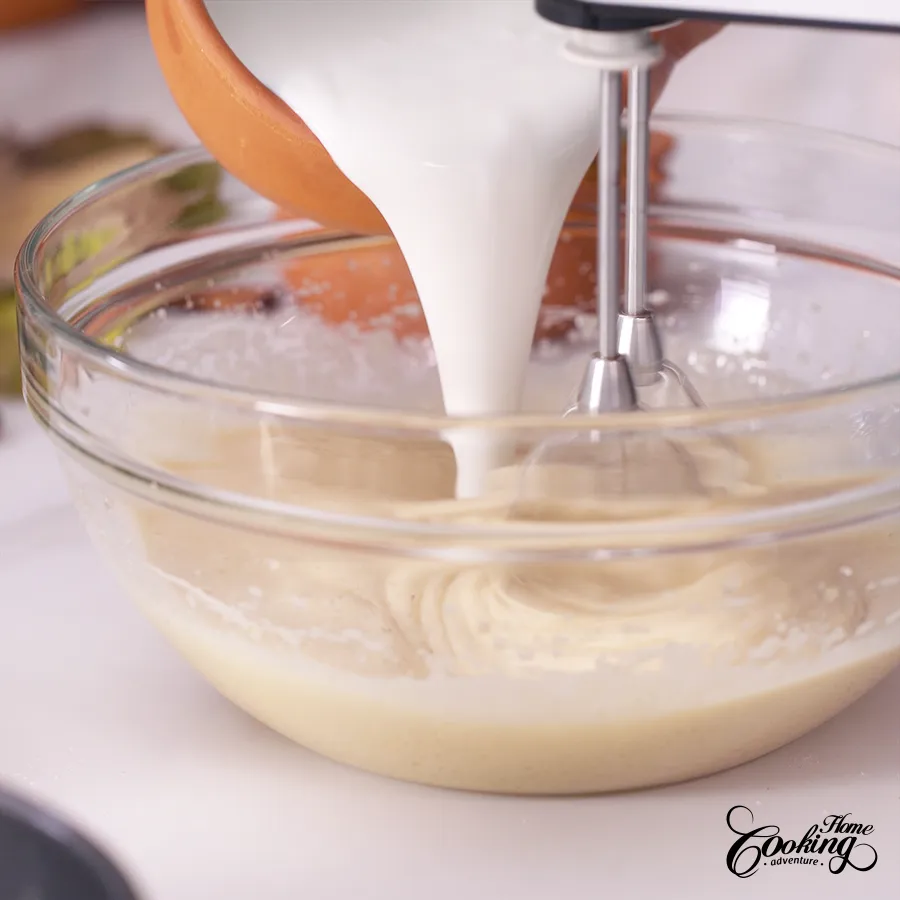 Pumpkin Cream Cheese Crumb Cake - prepare the pumpkin cake batter step 7