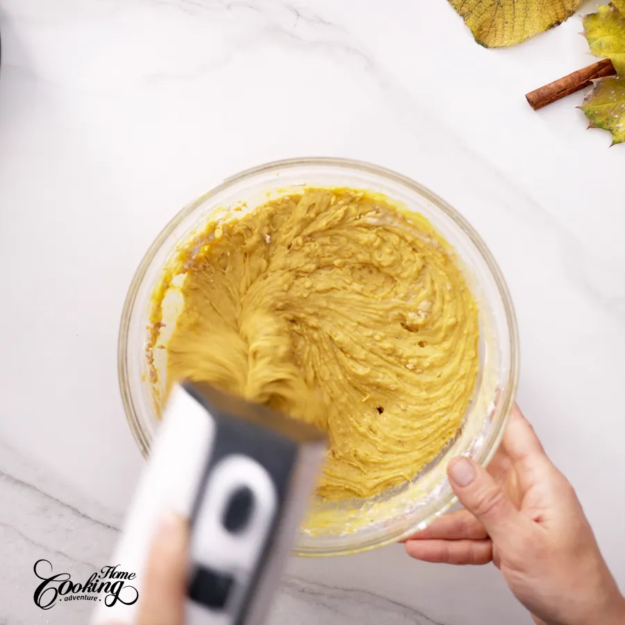 Pumpkin Cream Cheese Crumb Cake - prepare the pumpkin cake batter step 10