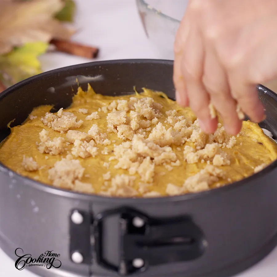 Pumpkin Cream Cheese Crumb Cake - assemble the cake - step 15