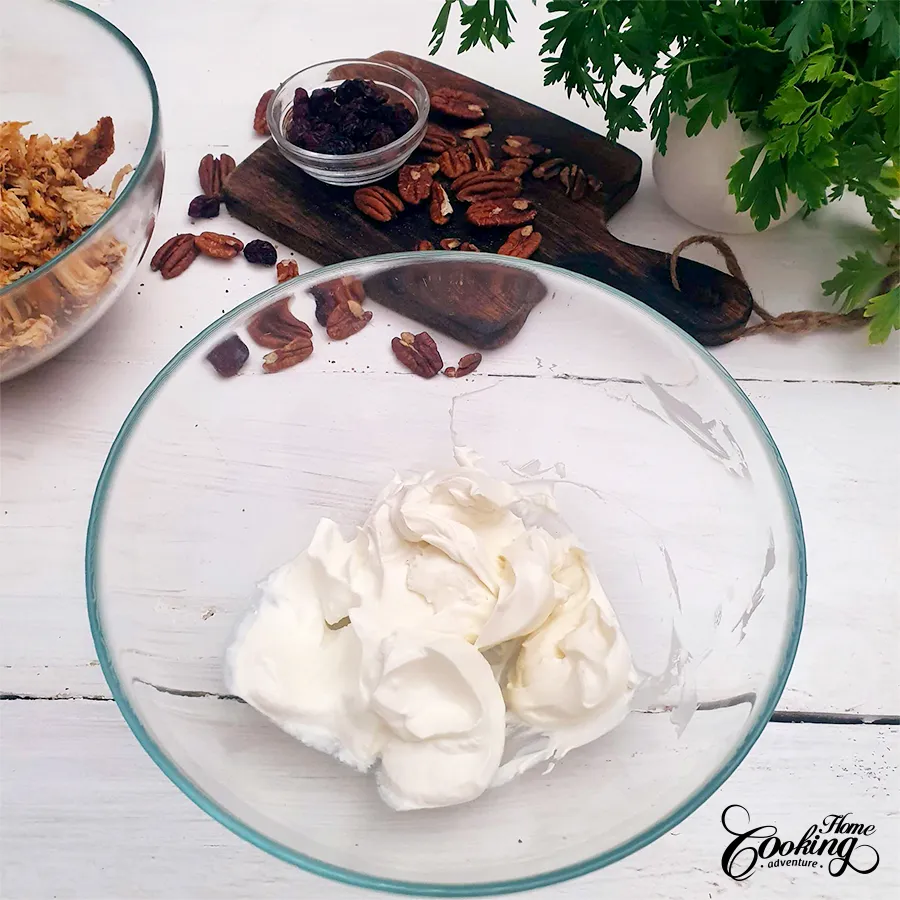 leftover turkey salad recipe-mix cream cheese with yogurt