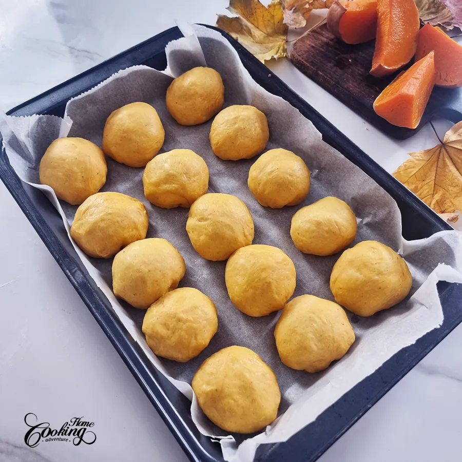 pumpkin dinner rolls - step10 - let the dough rise in the pan