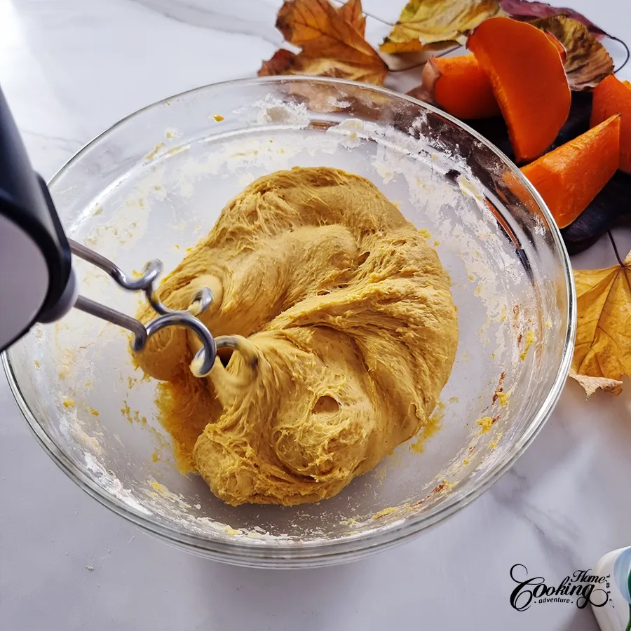 pumpkin dinner rolls - step4 - knead the dough