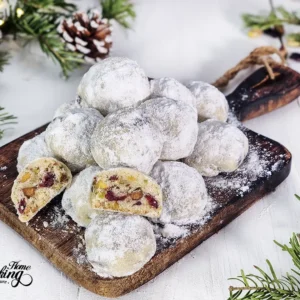 Cranberry Pistachio Snowball Cookies