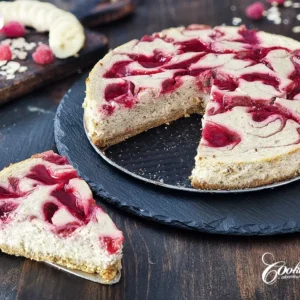 Banana Raspberry Yogurt Cheesecake - Refined Sugar Free Cake